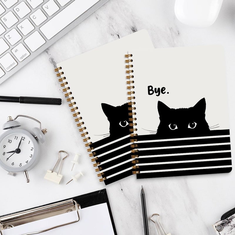 CQM 2 Pcs Cute Cat Spiral Notebook, Cute Gifts Journaling Notebooks for Work, College Ruled Notebook Journal, Peeking, Office Home College Supplies Cat Themed Gifts for Girls Teens Colleagues - Image 4